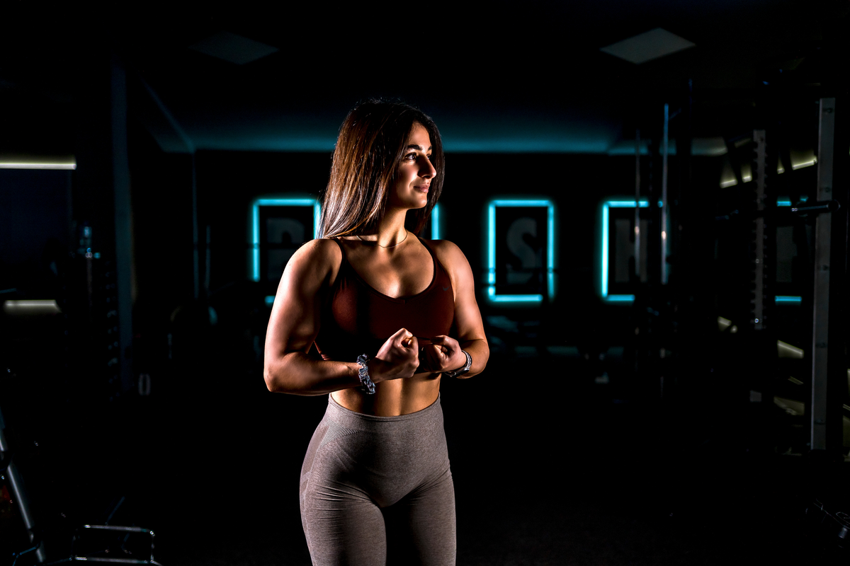 Cardio training in a dark gym