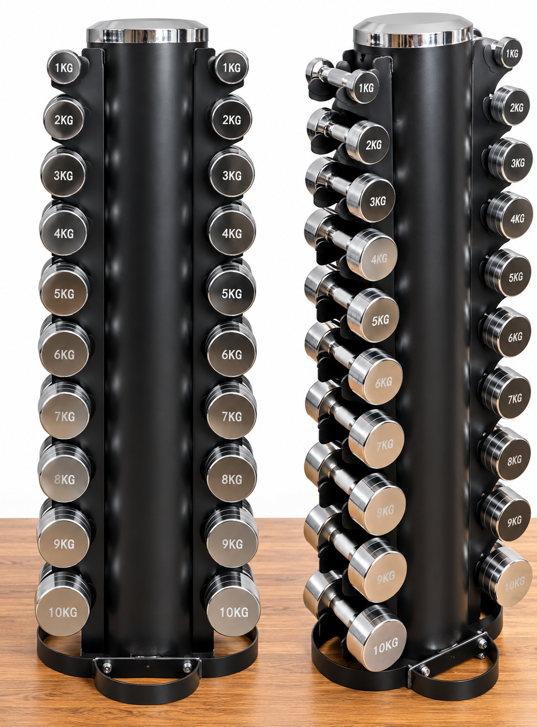 Steel Electroplated Dumbbell Set 1–10kg with Rack
