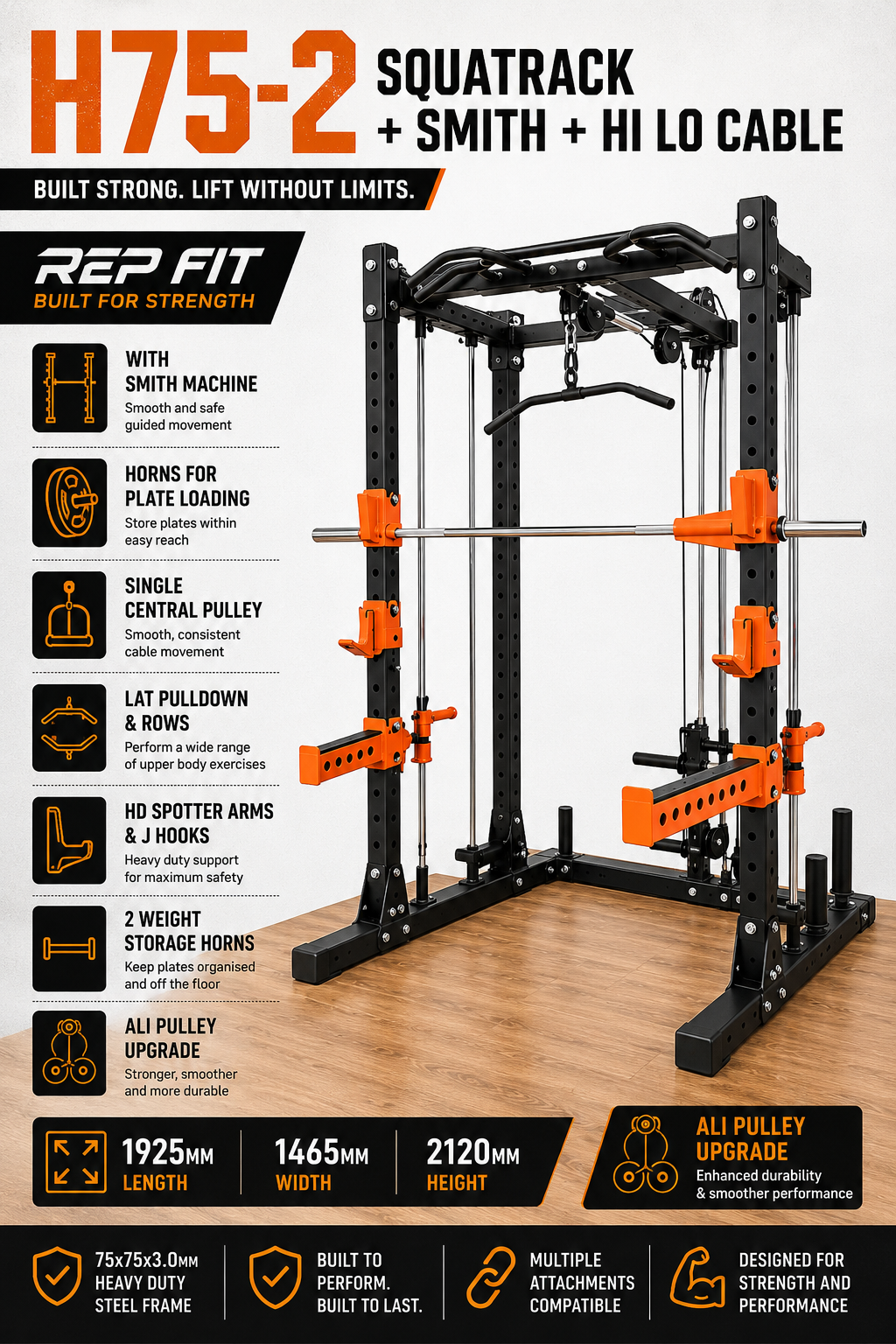 H75-2 Power Rack with Smith & Hi-Lo Cable